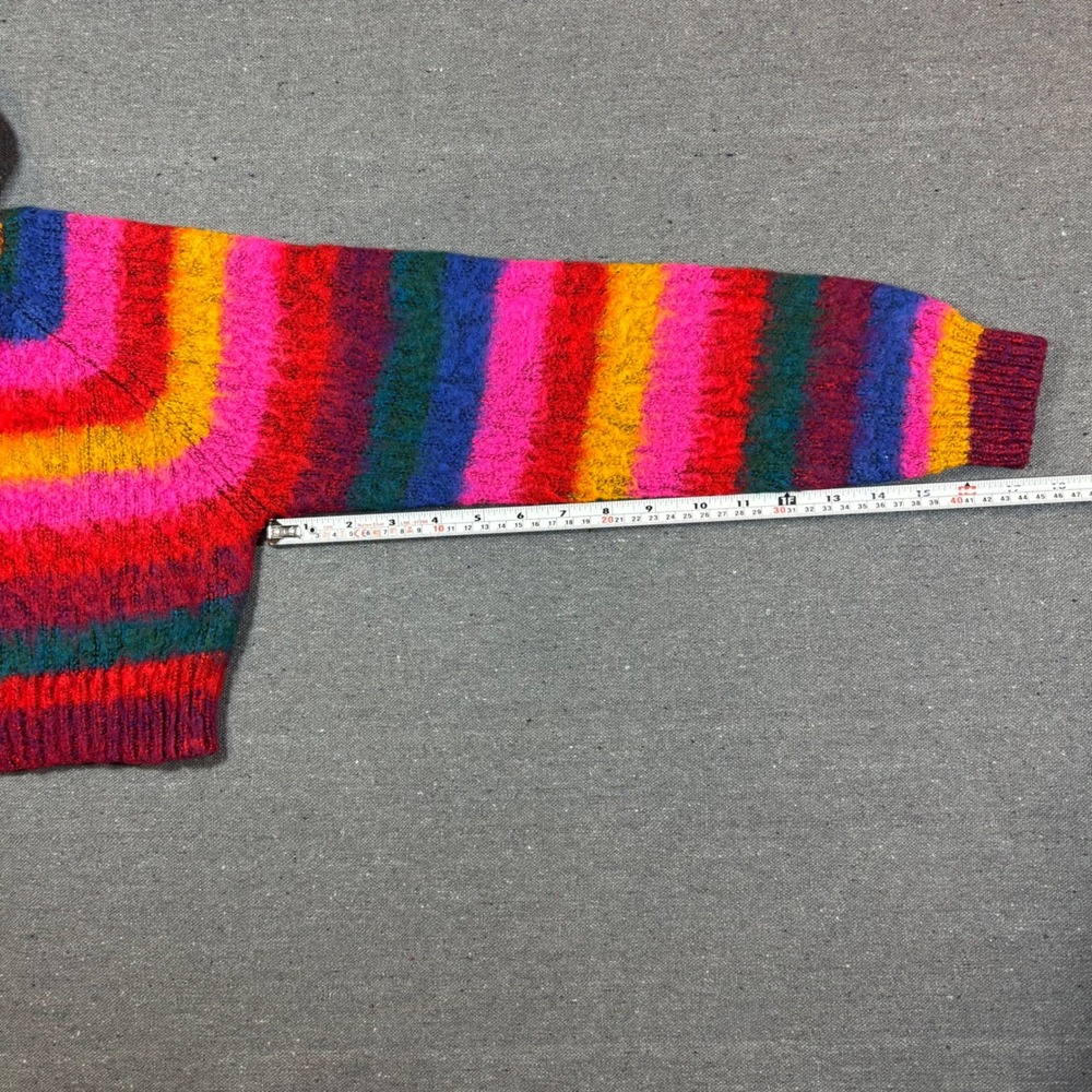 UNIF Rainbow Striped Cropped Turtleneck Sweater Multicolor Knit XS - Picture 6 of 7